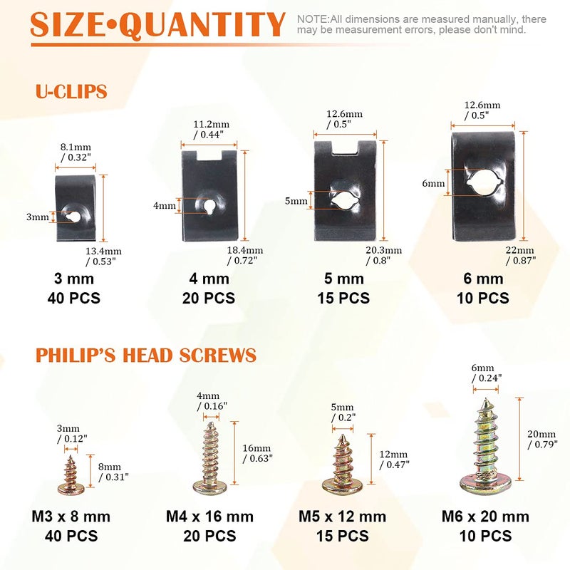 Rustark 170 Pcs U-Clip and Screw Assortment Kit 9 Sizes Auto Car Clips Fasteners with Screws Set in Store Case for Bumper Dash Door Panel Interior - Image 2